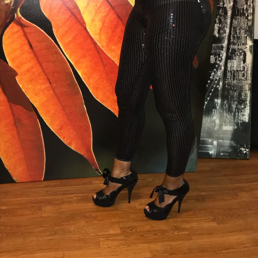 Black sequin leggings